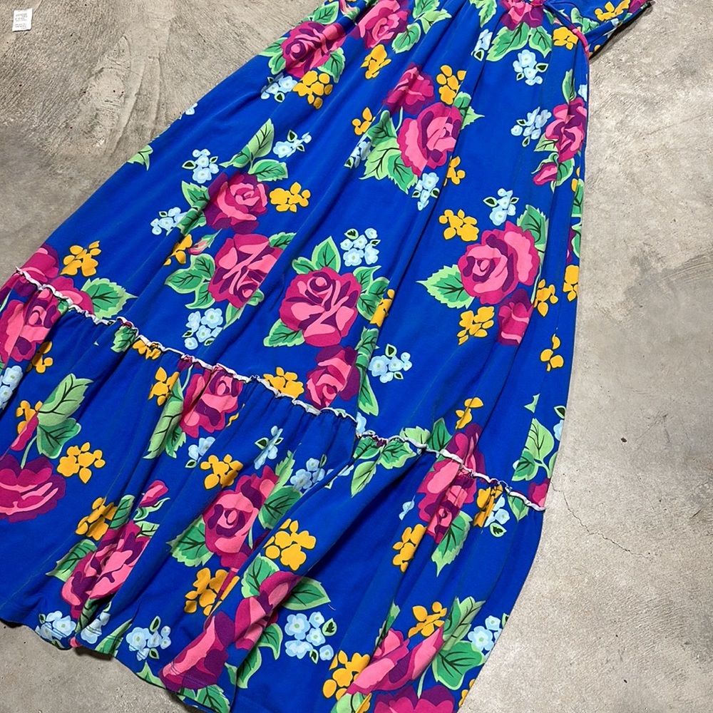 Matilda Jane blue w/pink n yellow flower dress/Size L/ A-89 - Picture 3 of 6